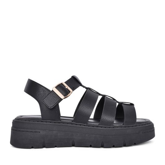 Ladies Good Time Platform Sandal In Black