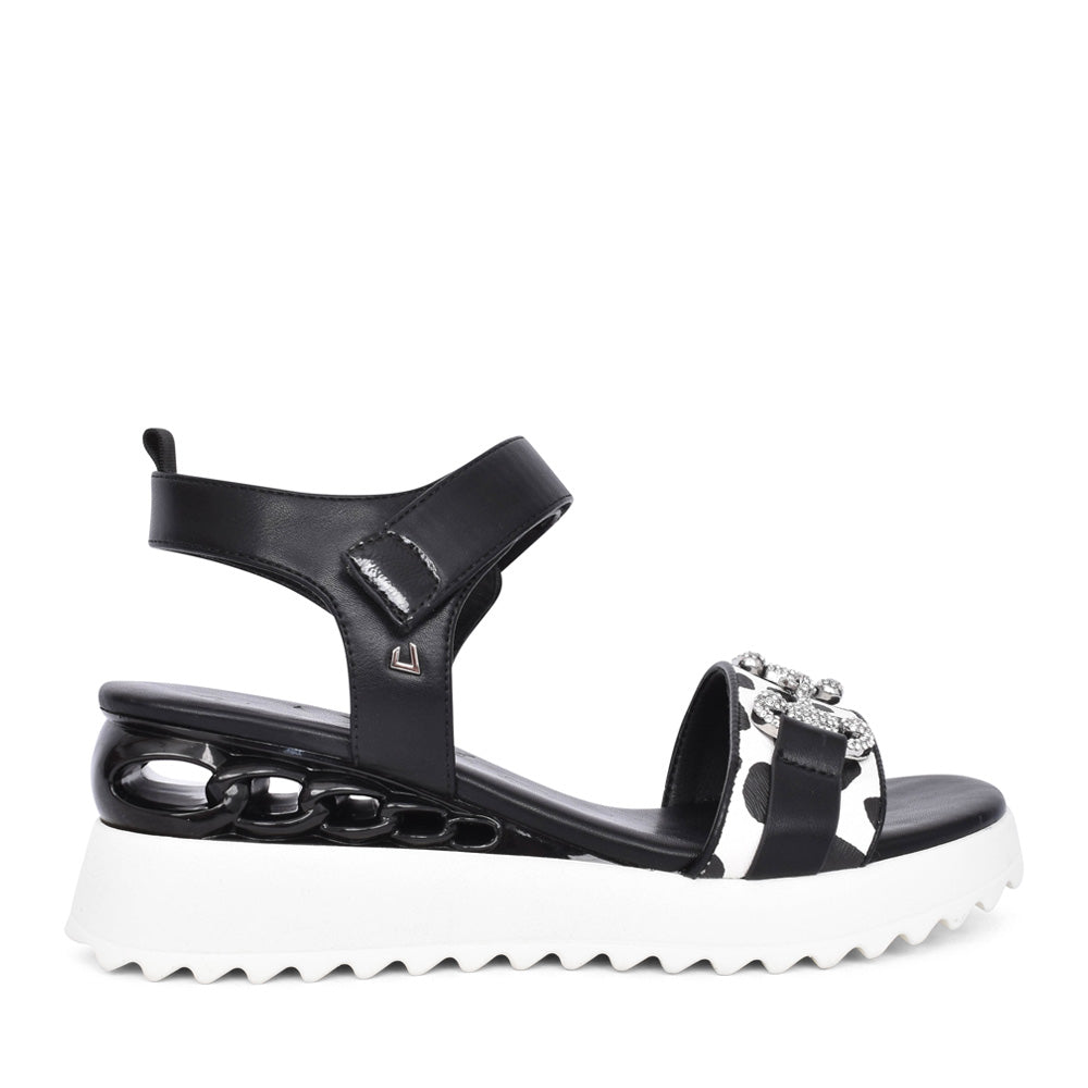 Ladies Broken Engine Sandal In Black