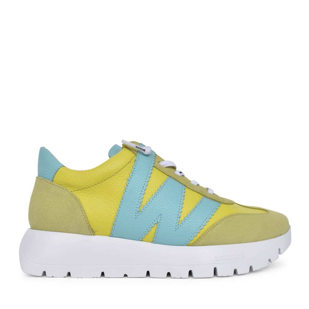 Ladies A-2476 Laced Trainer In Lime