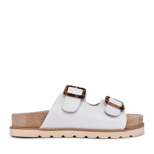 Ladies Fifty Two Double Strap Mule In White