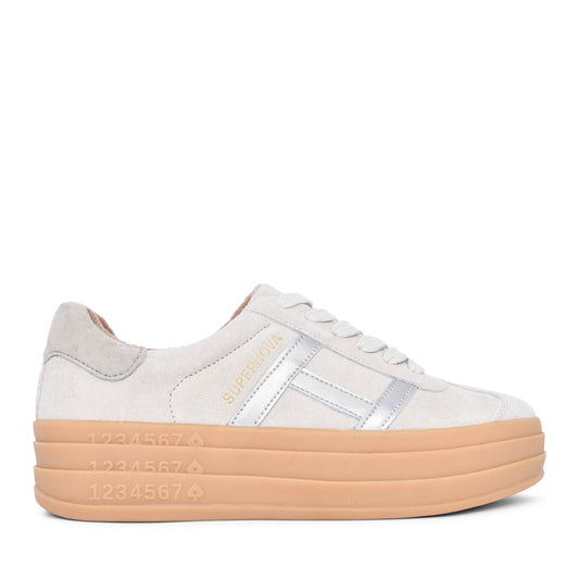 Ladies Sixty Eight Laced Trainer In Beige