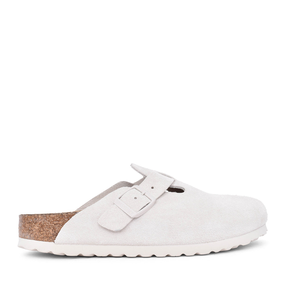 Ladies 1027693 Boston Suede Leather Clog In White