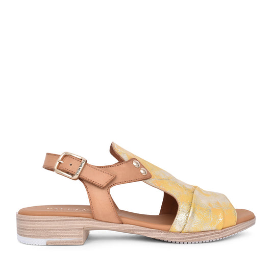 Ladies 9-725 Low Heel Sandal In Mustard
