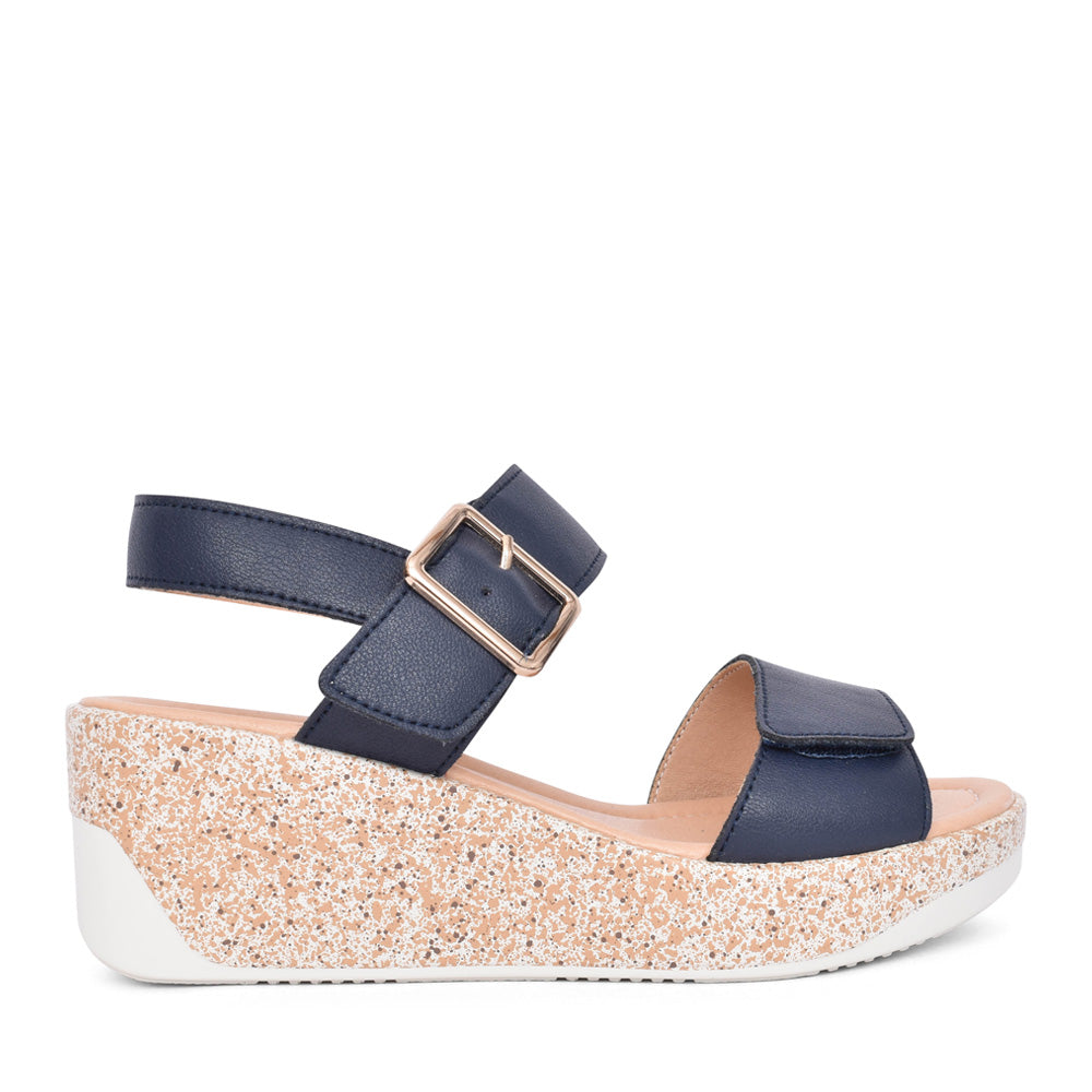 Ladies Rapallo Wedge Sandal In Navy