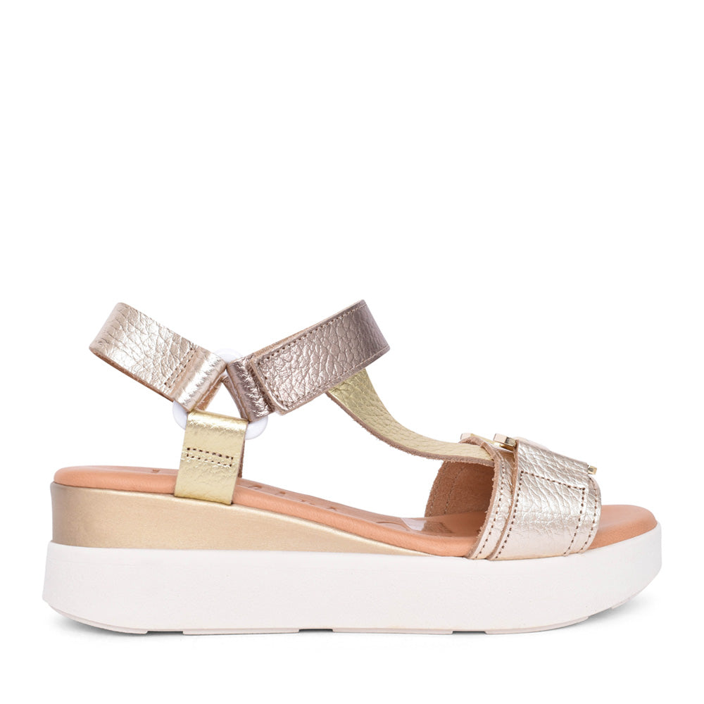 Ladies 5671 Velcro Sandal In Champagne