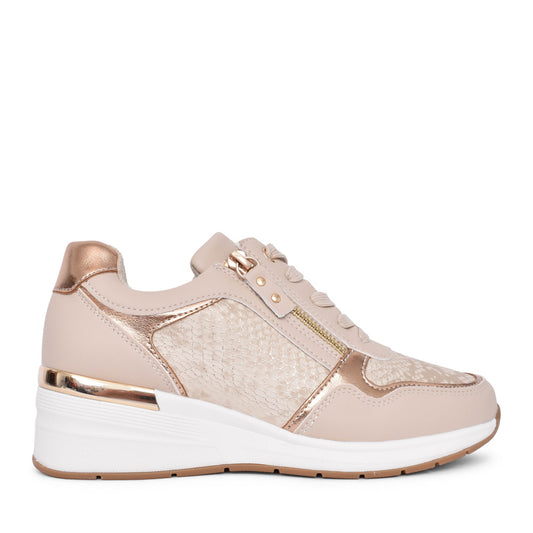 Ladies 6g596w-v375 Laced Trainer In Beige