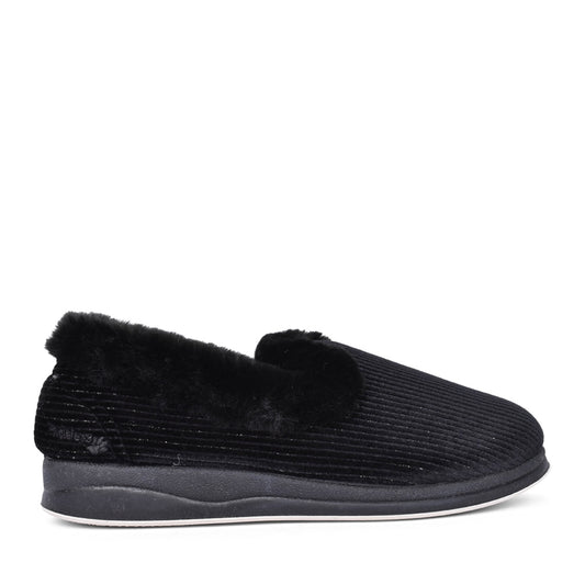 Ladies Repose 406 Wide Fit Plain Slipper In Black