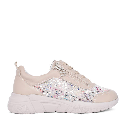 Ladies Grace 75246 2v Laced Trainer In Beige
