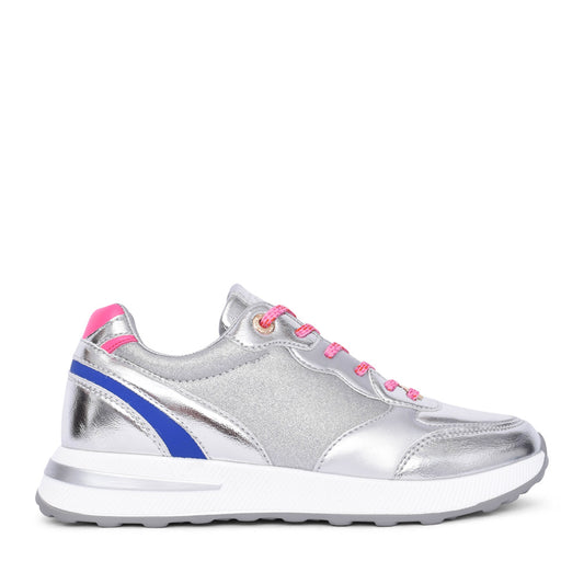 Ladies Barley Laced Trainer In Silver