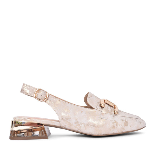 Ladies Diraz Sling Back Shoe In Gold