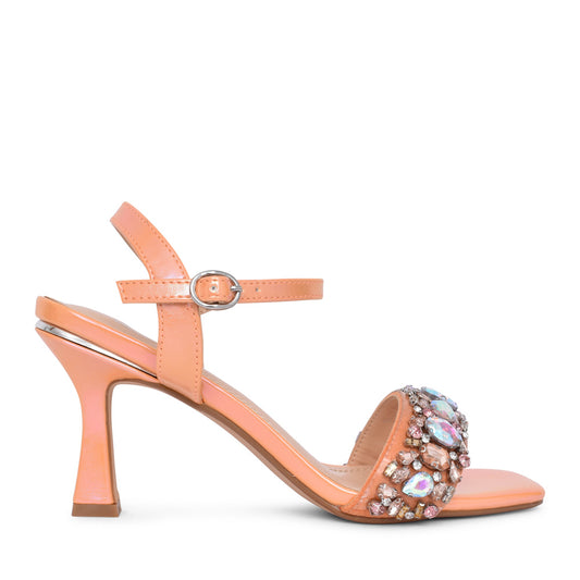 Ladies Glin Medium Heel Sandal In Orange