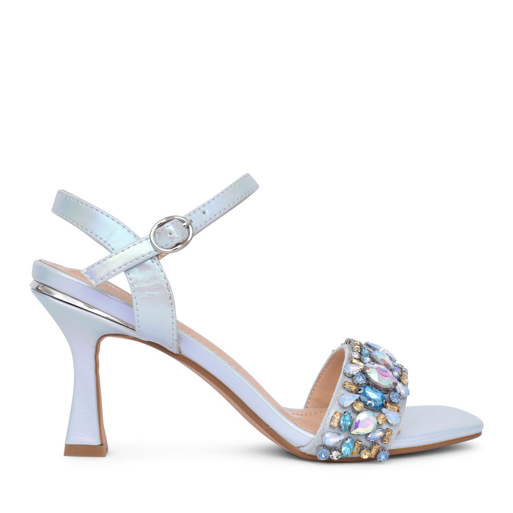 Ladies Glin Medium Heel Sandal In Sky Blue
