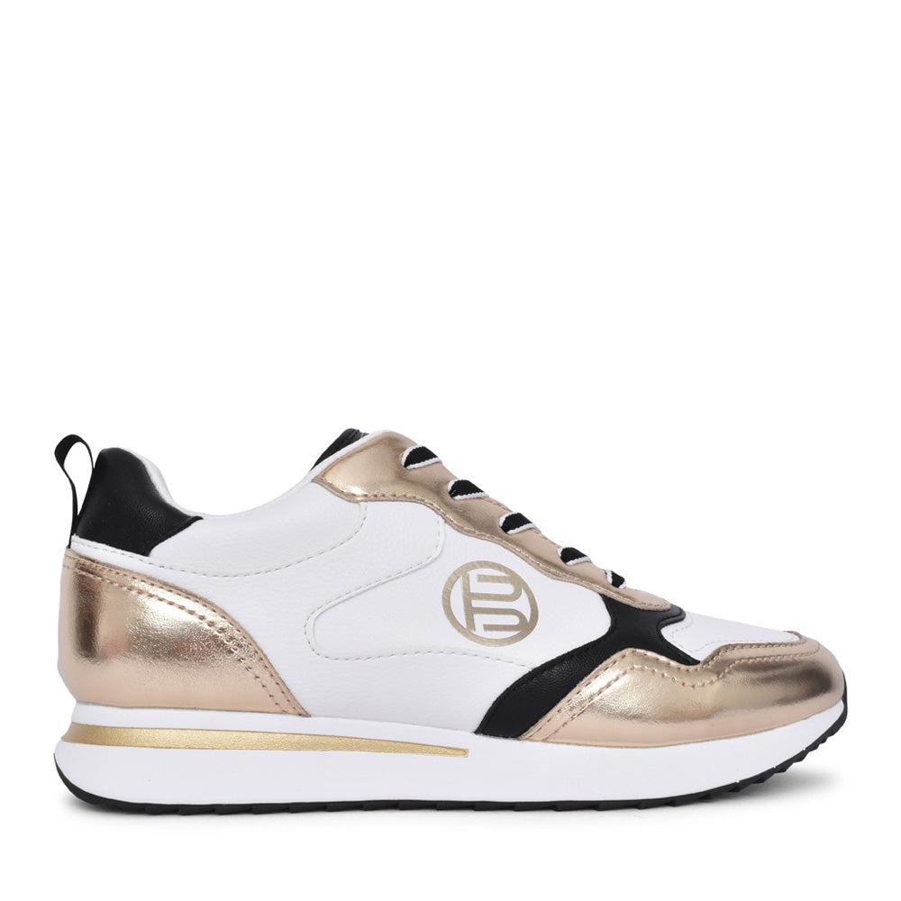 Ladies Ara01 Laced Trainer In Gold