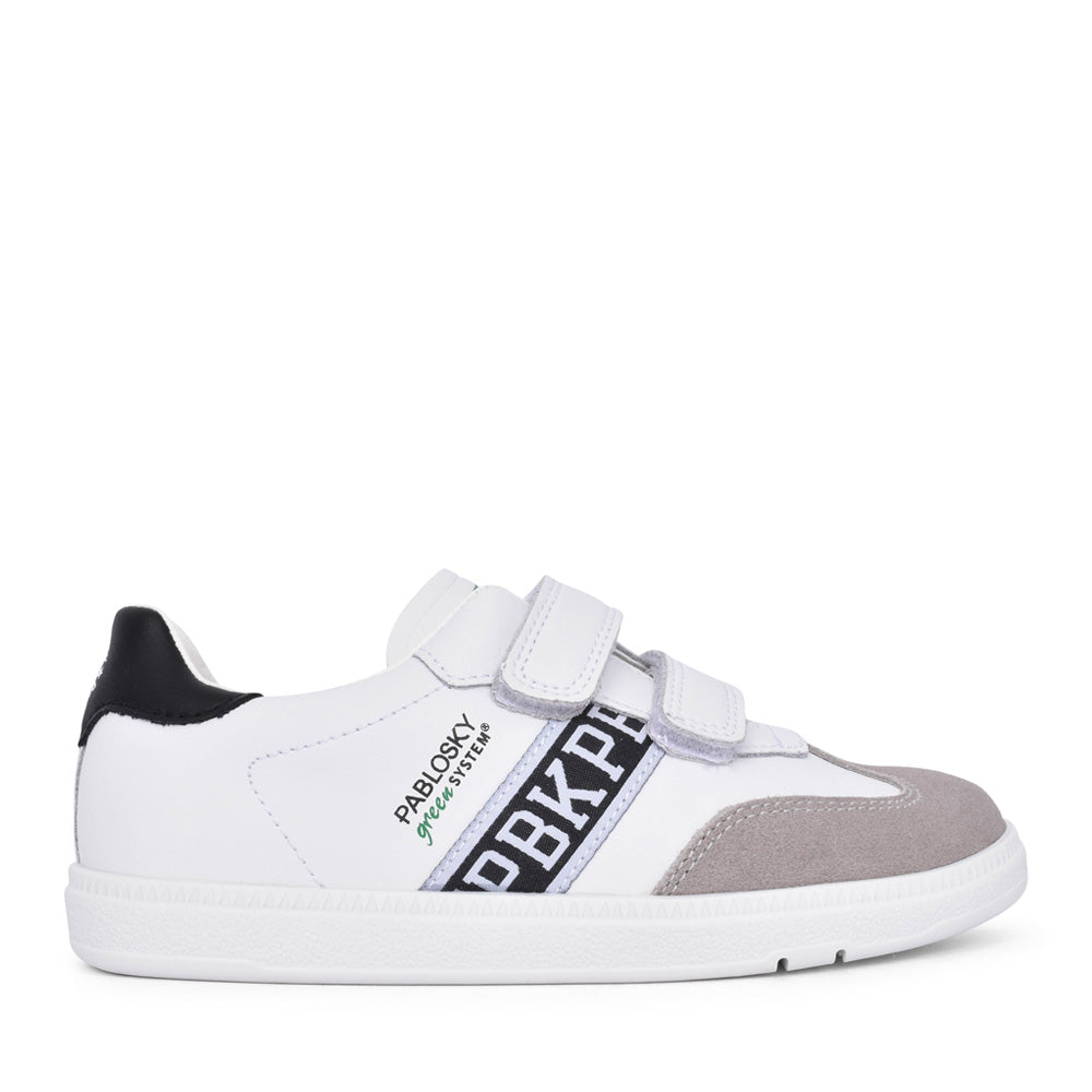Boys 205705 Double Velcro Trainer In White Multi