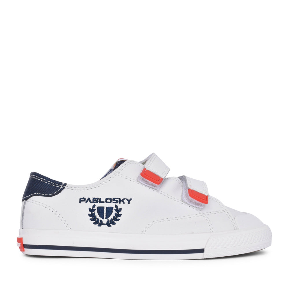 Boys 980700 Canvas Velcro Shoe In White