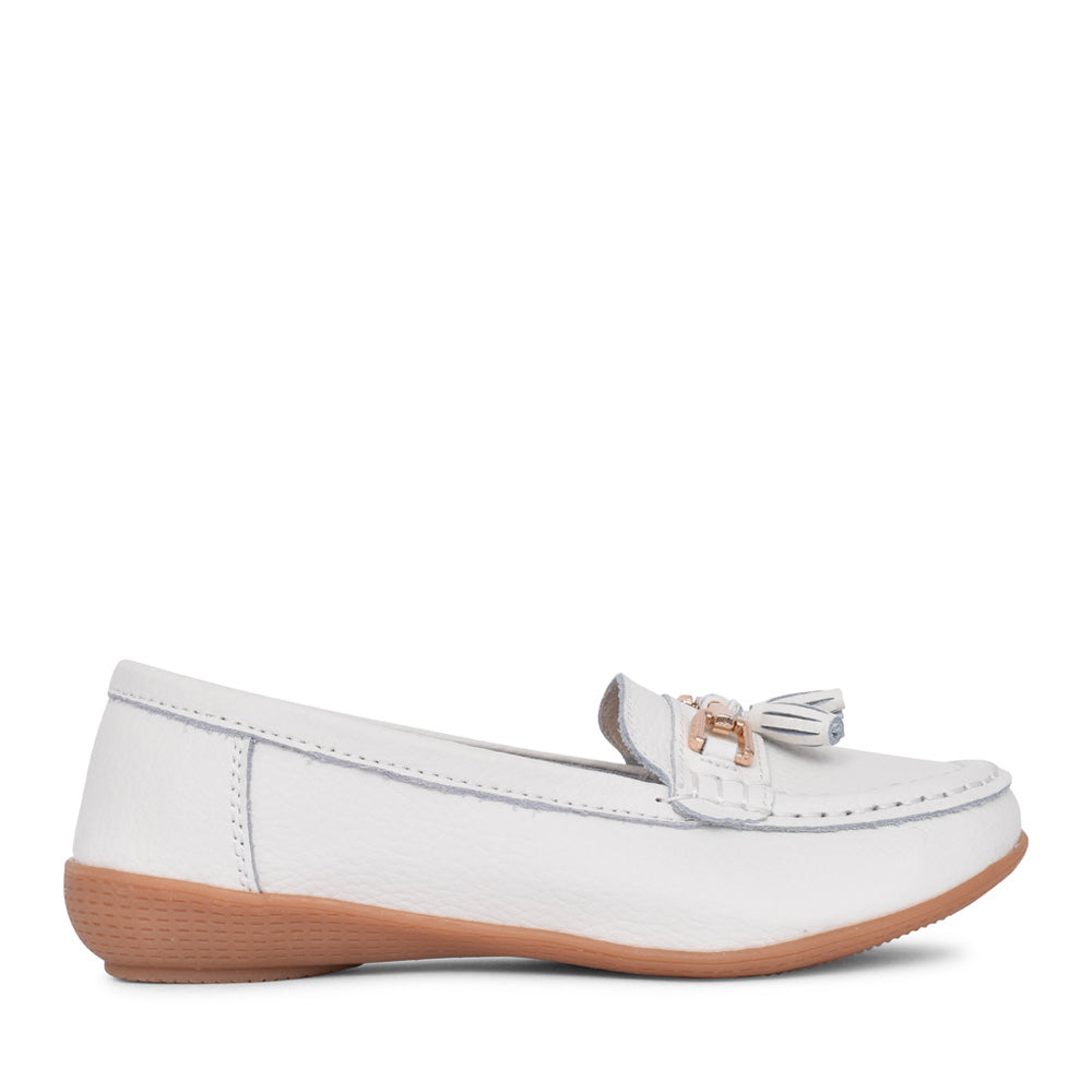 Ladies Nautical Slip-on Shoe In White