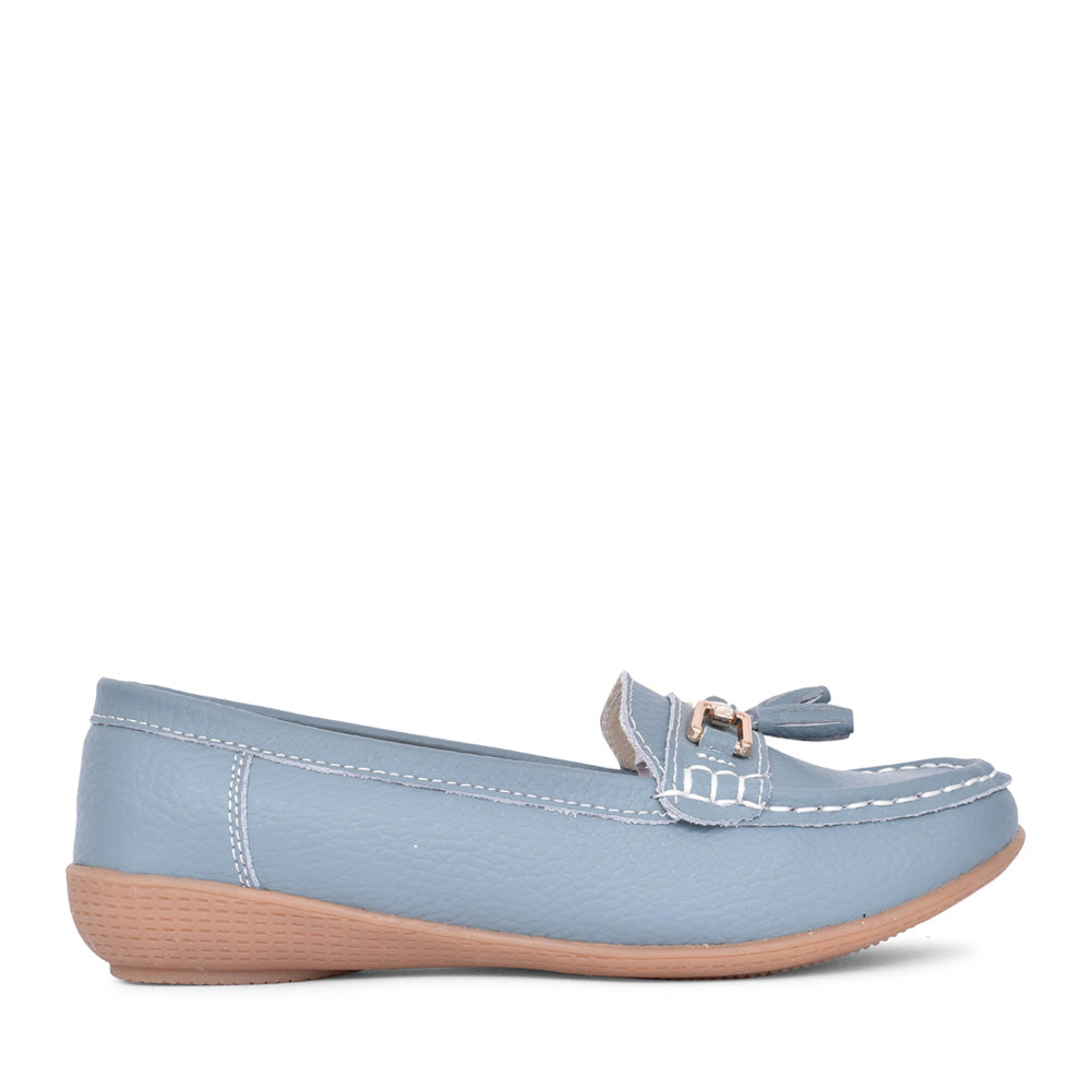 Ladies Nautical Slip-on Shoe In Light Blue