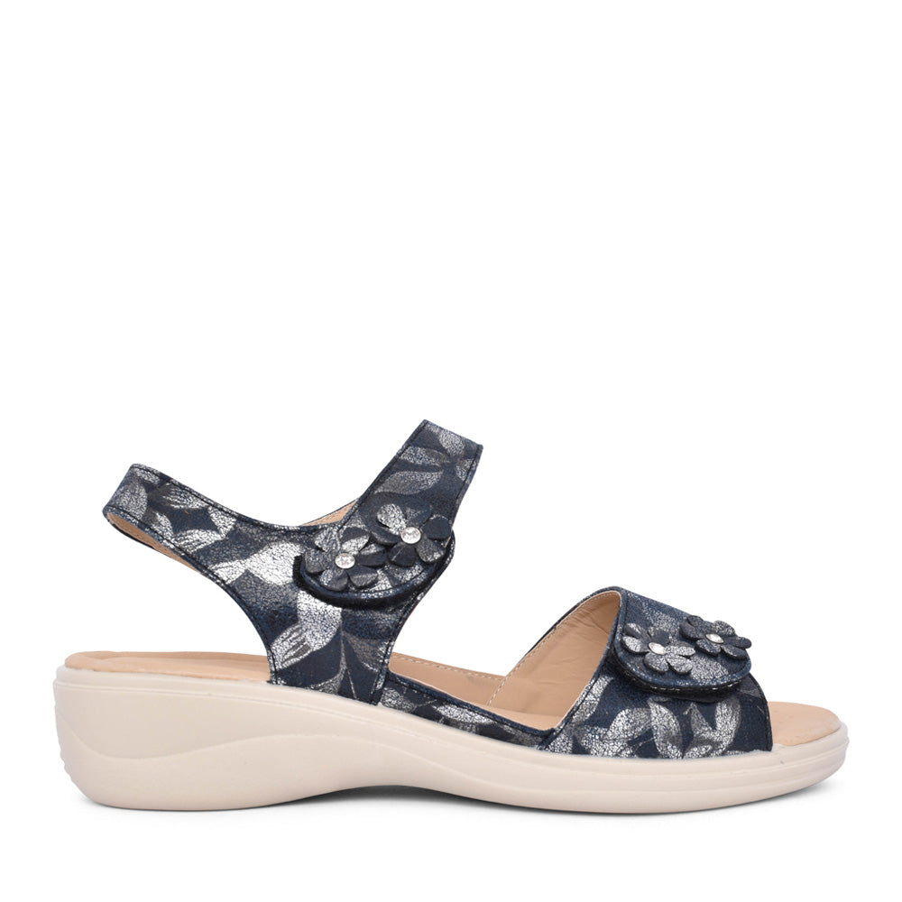 Ladies Azalea Velcro Sandal In Navy