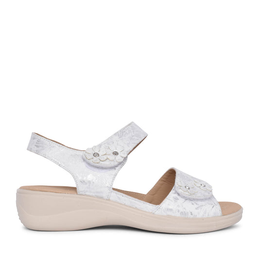 Ladies Azalea Velcro Sandal In White