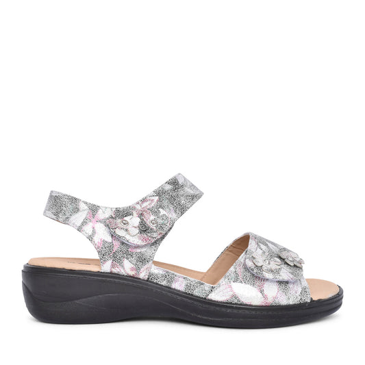 Ladies Azalea Velcro Sandal In Silver