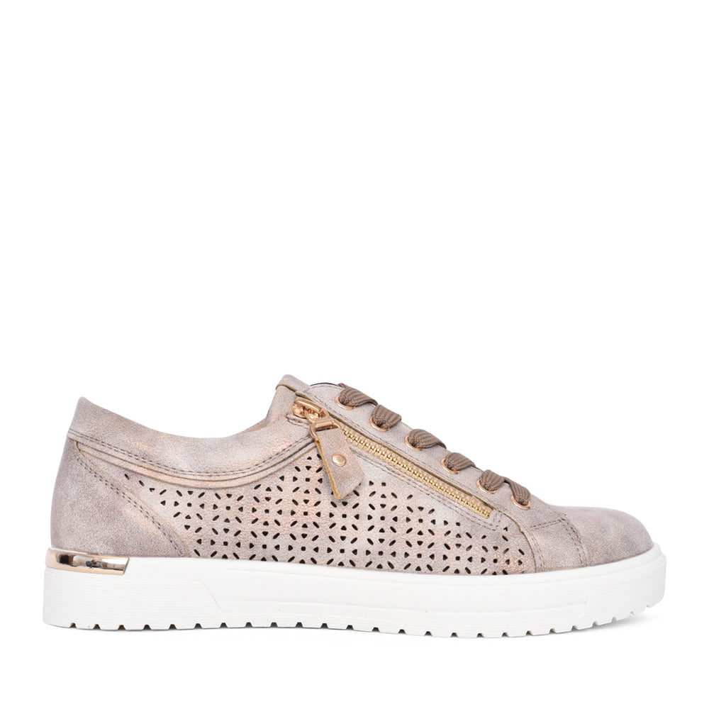 Ladies Jungle Laced Trainer In Bronze