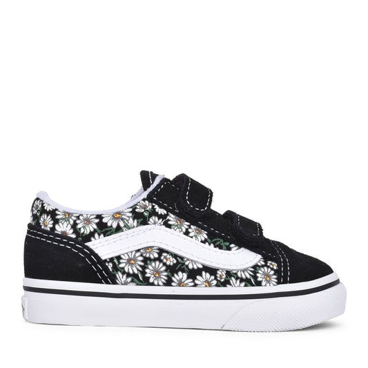 Girls Old Skool V Toddler Velcro Shoe In Black Multi
