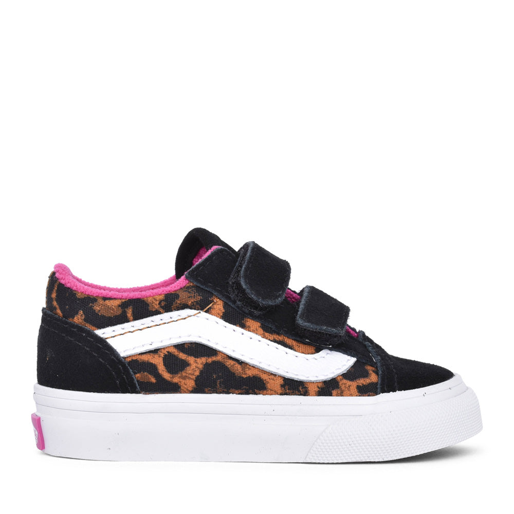 Girls Old Skool V Toddler Velcro Shoe In Black Multi