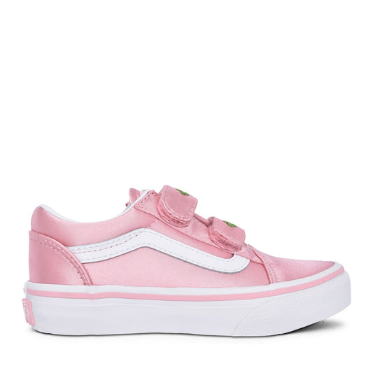 Girls Old Skool V Junior Velcro Shoe In Pink