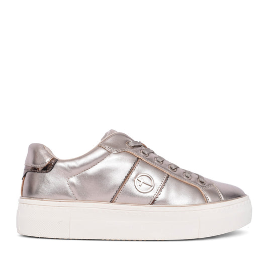 Ladies 1-23724 Laced Trainer In Gold