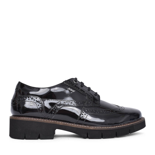 Girls Kacey Laced Brogue In Blk Patent