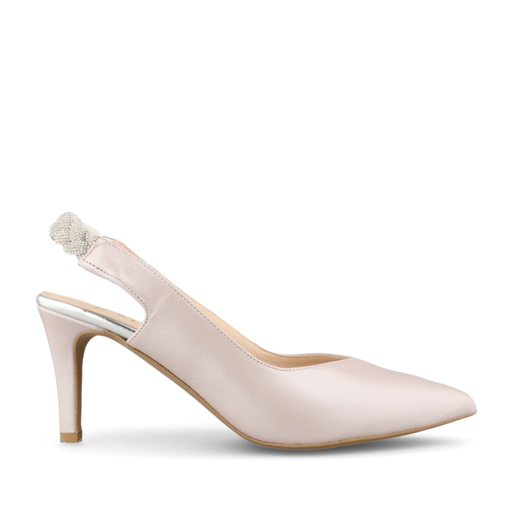 Ladies 7985 Medium Heel Sling Back Court Shoe In Pink