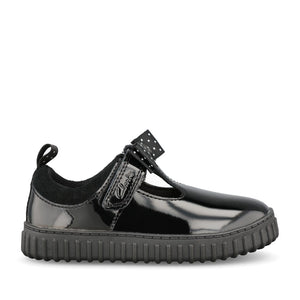 Girls Cove Bow T Black T-bar Shoe In Kids F Fit