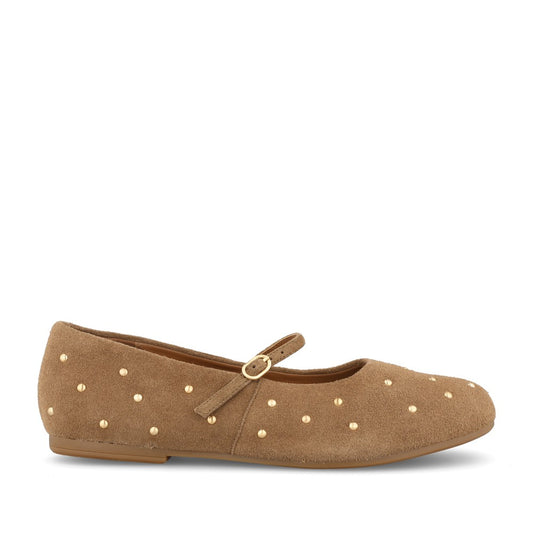 Ladies Livia Stud D-fit Suede Shoe In Walnut