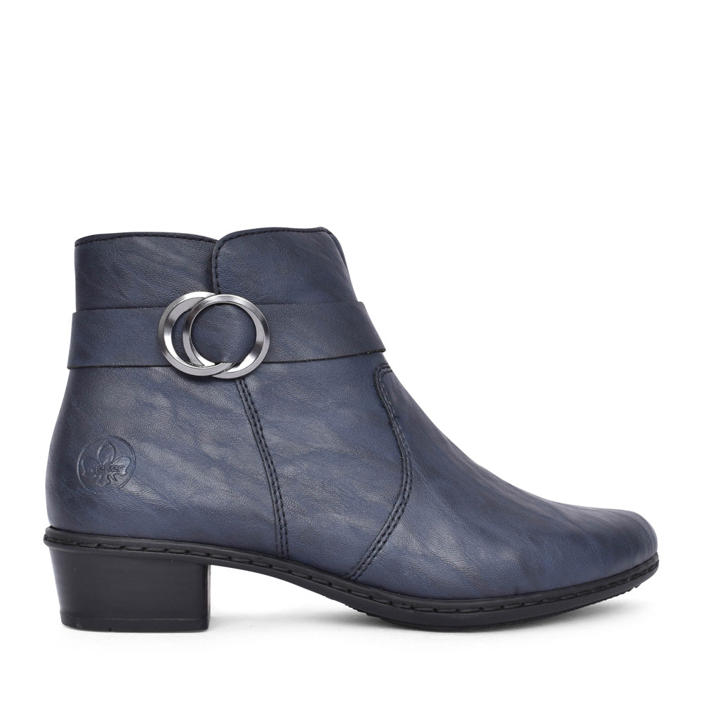 Ladies Y0775 Low Heel Ankle Boot In Navy