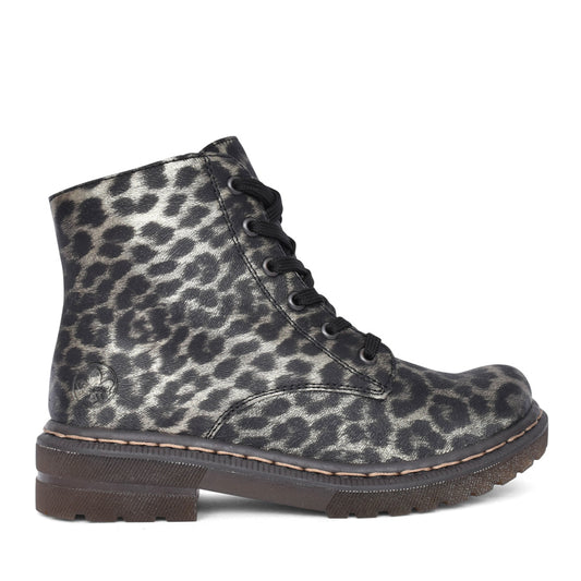 Ladies 78240 Laced Ankle Boot In Leopard