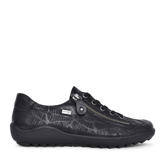 Ladies R1402 Tex Laced Trainer In Black