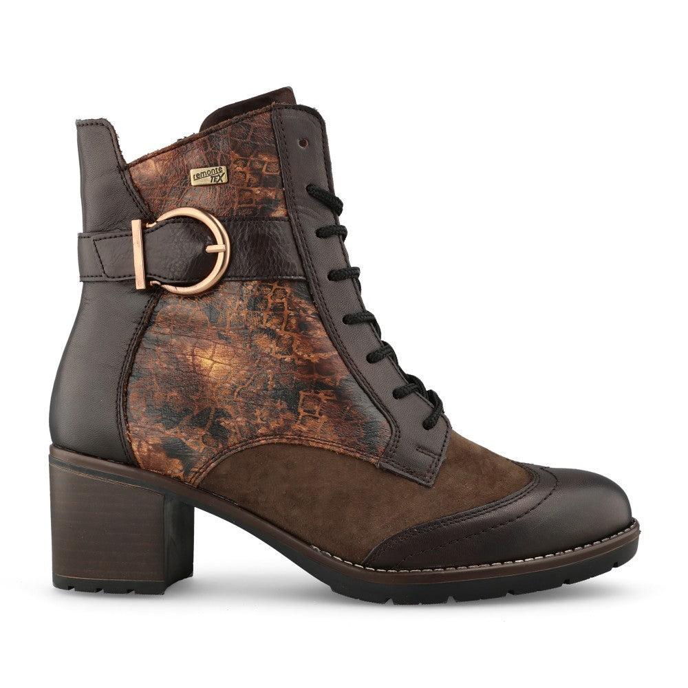 Ladies D2a77 Tex Laced Ankle Boot In Brown-multi