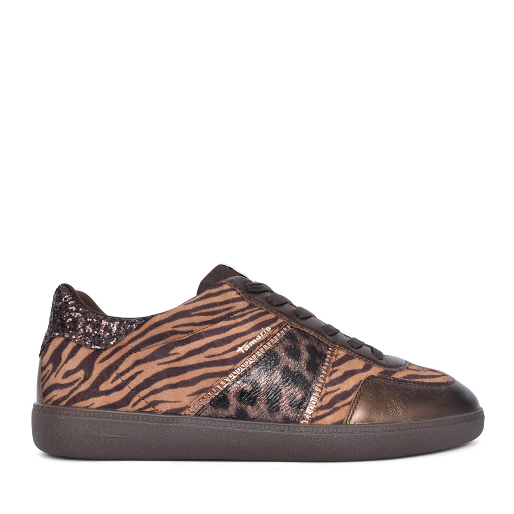 Ladies 1-23624 Laced Trainer In Mocha