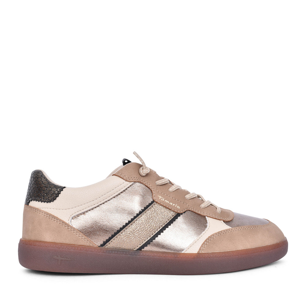 Ladies 1-23662 Laced Trainer In Gold