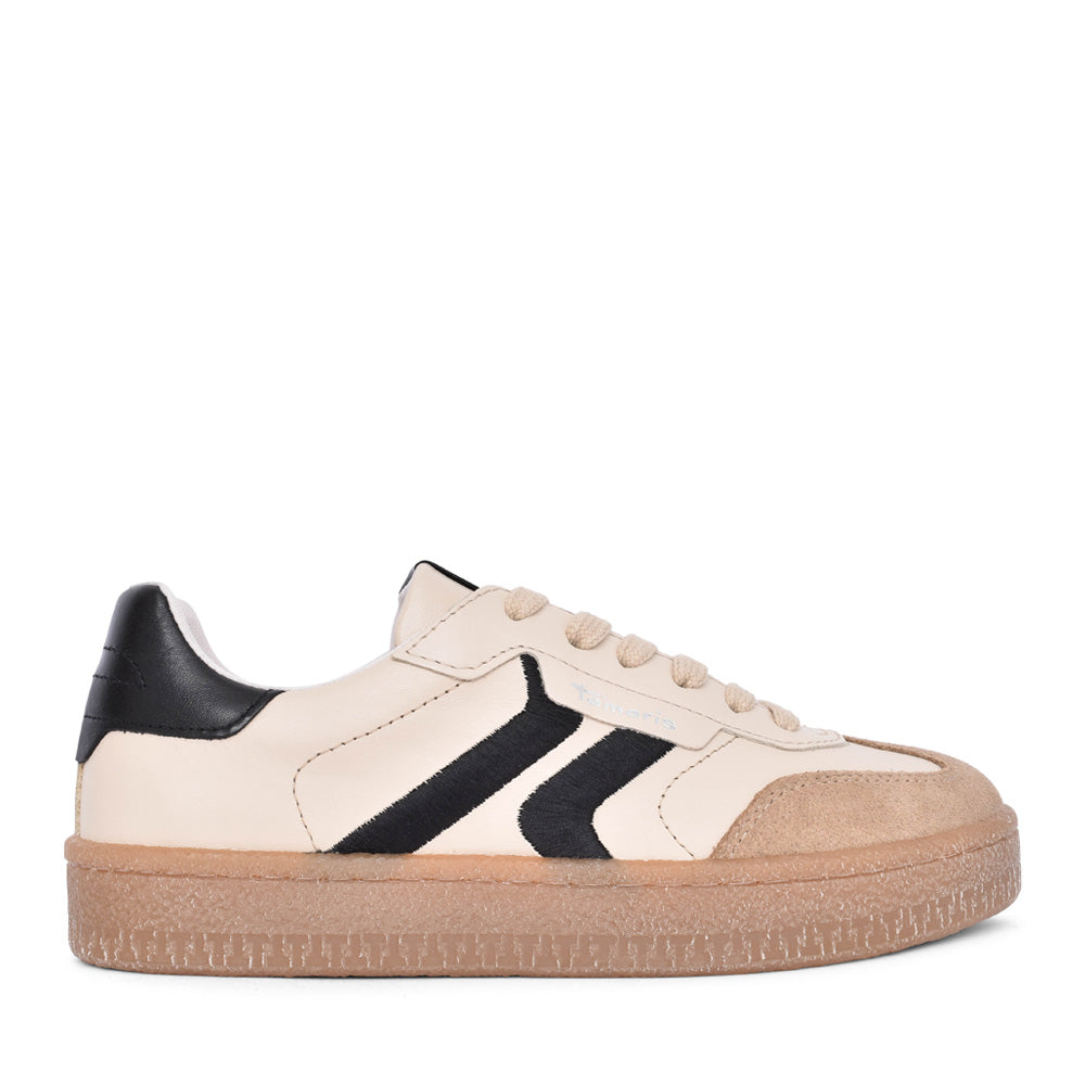 Ladies 1-23723 Laced Trainer In Beige Multi