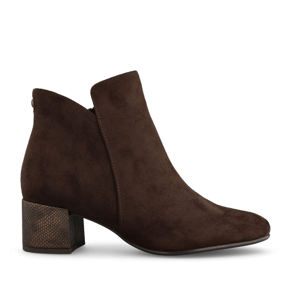 Ladies 1-25354 Block Heel Ankle Boot In Mocha