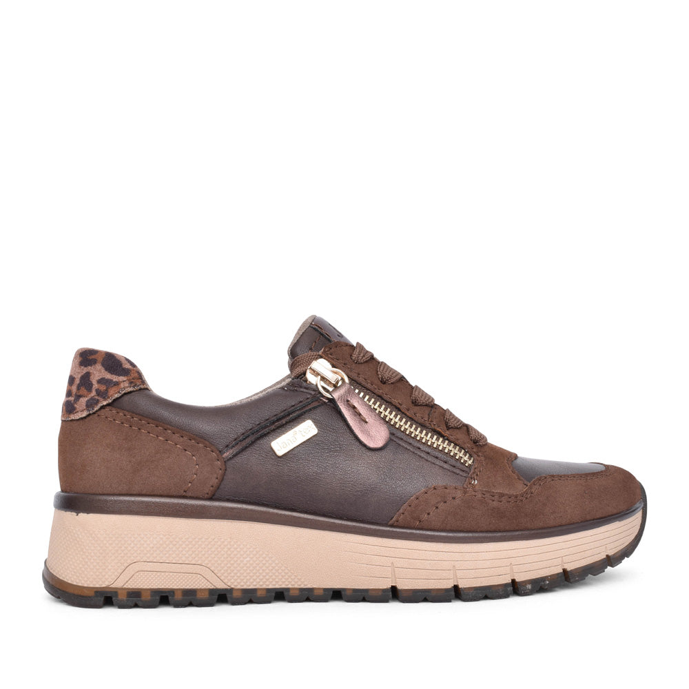 Ladies 8-23762 Laced Trainer In Mocha
