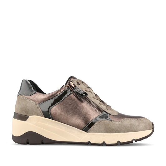 Ladies 8-23763 Laced Trainer In Taupe