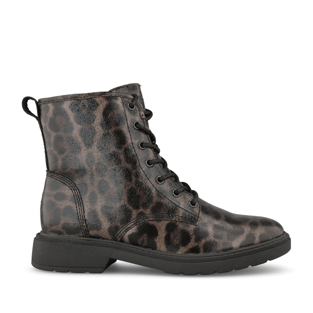 Ladies 8-25282 Laced Ankle Boot In Leopard