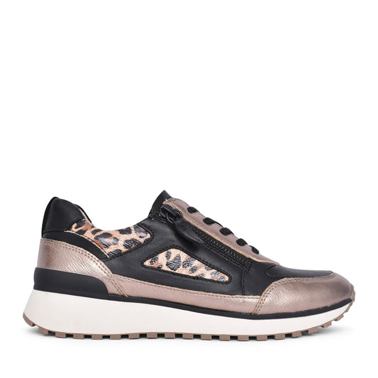 Ladies 9-23702 Laced Trainer In Black Multi