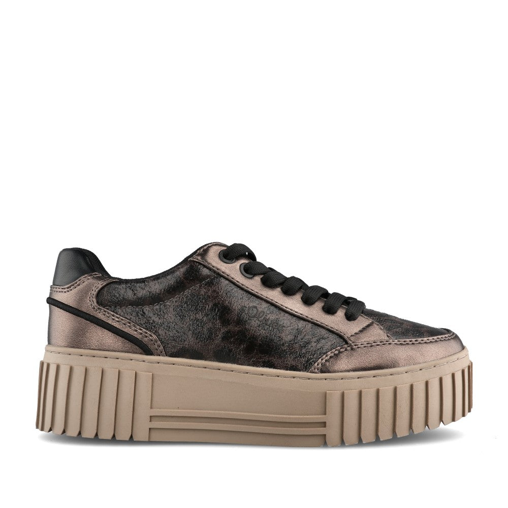 Ladies 5-23682 Laced Trainer In Bronze