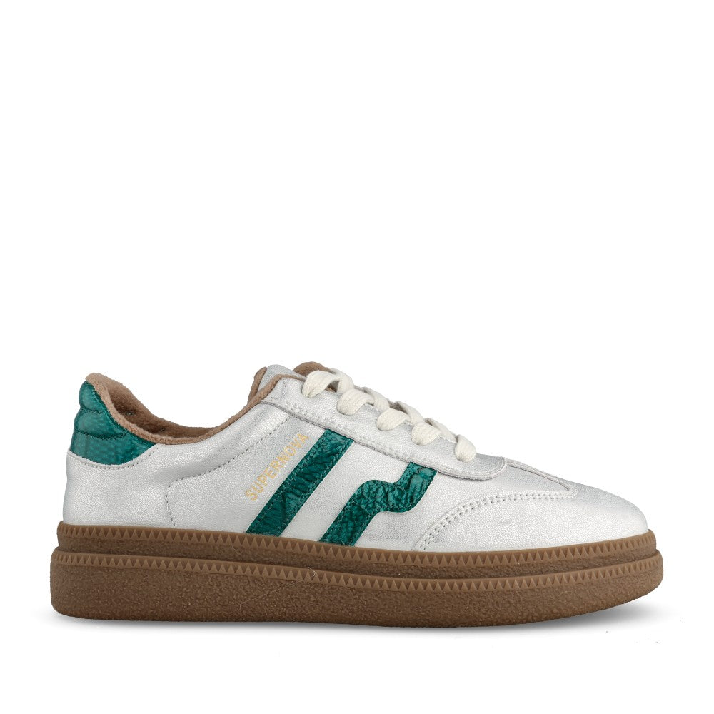 Ladies Eighty Two Laced Trainer In Silver