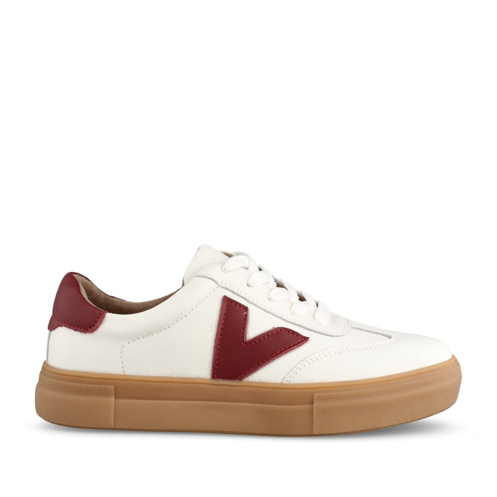 Ladies Ninety Laced Trainer In Crystal Maroon