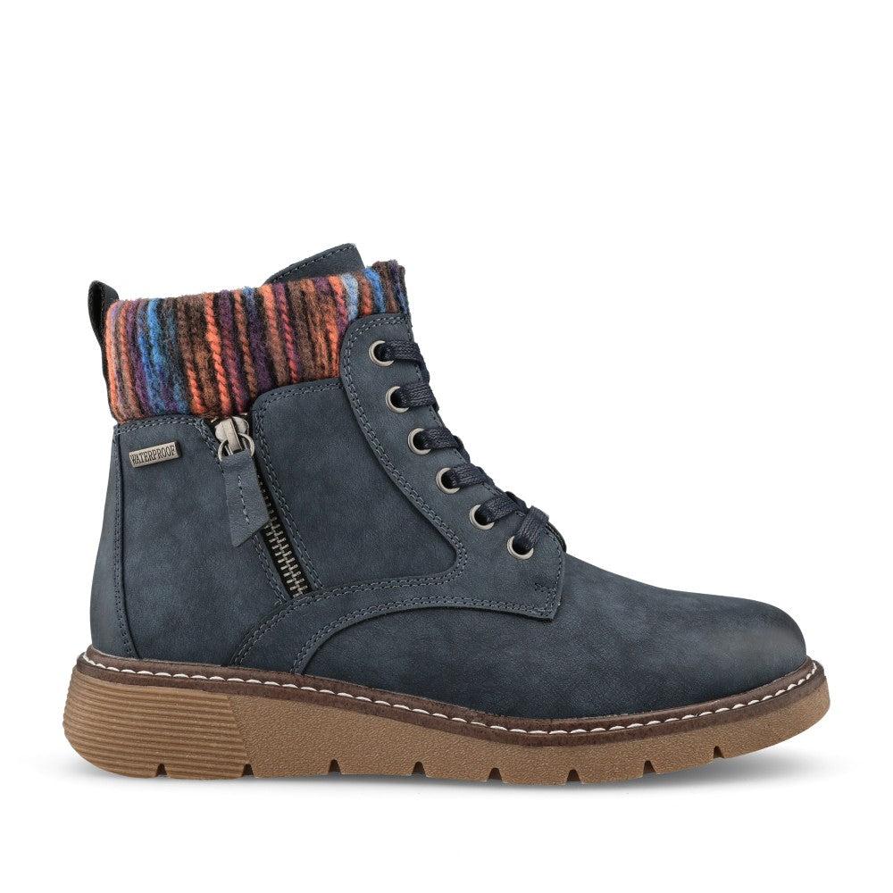 Ladies California Glb210 Waterproof Laced Ankle Boot In Navy