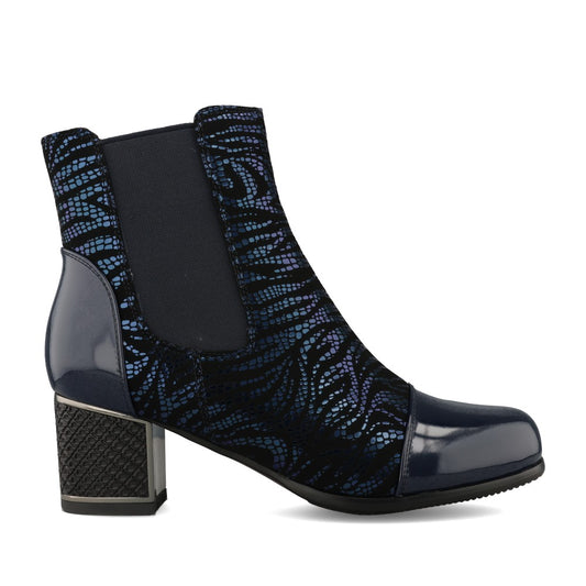 Ladies F5384 Block Heel Ankle Boot In Navy